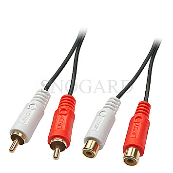 Lindy 35673 RCA Premium Audio Kabel 2x Cinch Stecker auf 2x Buchse 5m schwarz