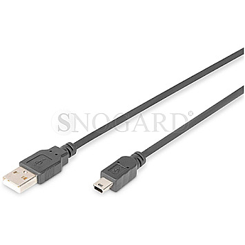 Digitus AK-300108-030-S USB 2.0 Typ-A / Mini USB Typ-B Kabel 3m schwarz