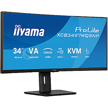 86.4cm (34") Iiyama ProLite XCB3497WQSNP-B1 VA UWQHD 120Hz KVM Switch Curved