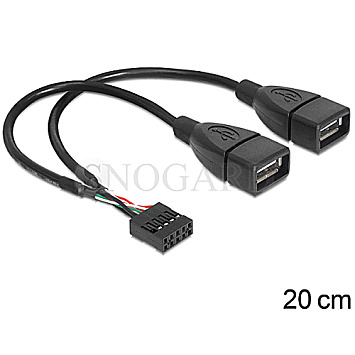 DeLOCK 83292 USB Pinheader 10Pin Buchse -> 2x USB Typ-A Buchse 20cm