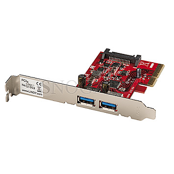 Lindy 51053 PCIe 2.0 x4 Karte 2x USB 3.1 Typ-A Low Profile
