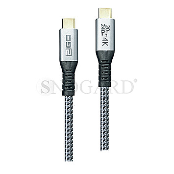 2GO 797515 USB-C 240W Thunderbolt Schnellladekabel 2m silber
