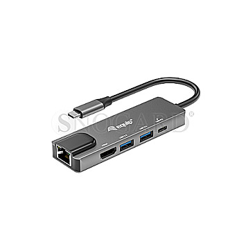 Equip 133489 USB-C 5in1 Multifunktionsadapter 4K Ultra HD 100W USB PD grau