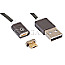 RealPower 168194 Magnetic Mobile Sync-/Ladekabel Micro-USB / USB 1m grau