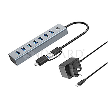 Conceptronic HUBBIES21GP 7-Port USB 3.2 Gen 1 Hub mit Netzteil