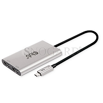 Club3D Adapter Thunderbolt 3 -> 2x DisplayPort 1.2 4K/60Hz aktiv silber