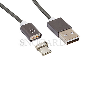 RealPower Magnetic Mobile Sync-/Ladekabel USB -C 1m grau