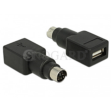 DeLOCK 65898 PS/2 Stecker -> USB Typ-A Buchse Adapter schwarz/edelstahl
