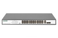 Digitus 24-Port Gigabit PoE Netzwerkswitch, 19 Zoll, unmanaged, 2 Uplink Ports, SFP, 370 W, af/at