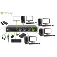 Techly KVM Switch, 4 Port, Display Port 1.2