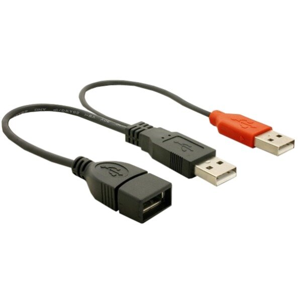 DELOCK USB Y-Kabel A -> 2x A Bu/St 0.225m