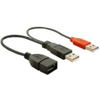 DELOCK USB Y-Kabel A -> 2x A Bu/St 0.225m