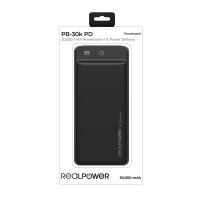 RealPower PB-30k PD PowerBank 30.000mAh 2x USB Typ-A / USB-C schwarz