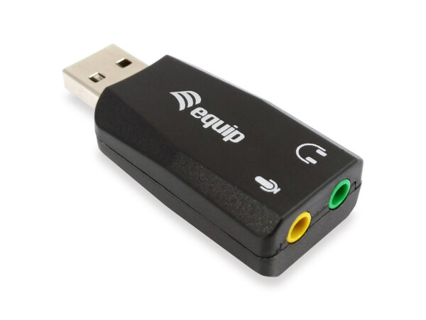 Equip Adapter USB-A->      2x3.5mm St/Bu             schwarz