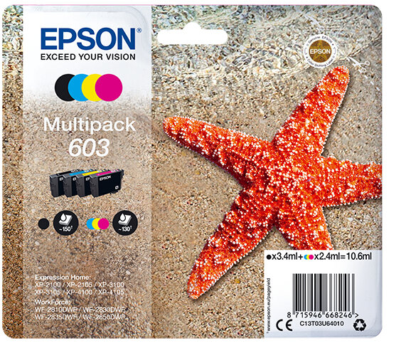 Patrone Epson 603 4er-Pack black + color               T03U6