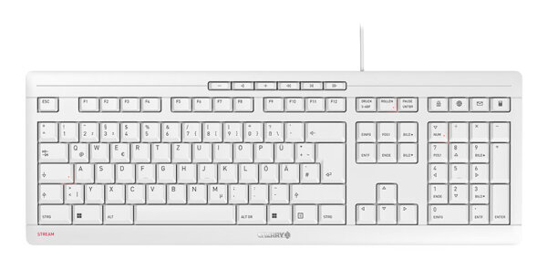CHERRY TAS STREAM KEYBOARD Corded DE-Layout weiß/grau