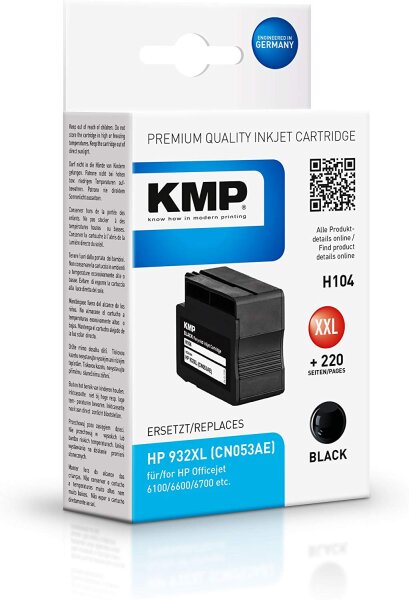 KMP Patrone HP CN053AE Nr.932XL black 1200 S. H104 refilled