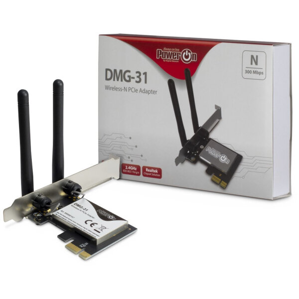 Inter-Tech Wi-Fi 4 PCIe Adapter DMG-31 2T2R Antenne  300Mbps retail