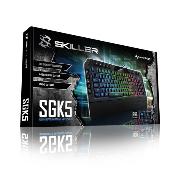 Sharkoon Skiller SGK5 Gaming Tastatur RGB Rubber Dome Antighosting USB QWERTZ schwarz
