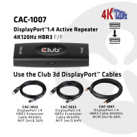 Club3D Repeater DisplayPort 1.4 > DisplayPort 1.4 akt. Bu/Bu retail