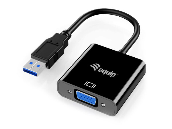 Equip USB 3.0 Typ-A auf VGA Adapter 1920x1080 / 60Hz 15cm schwarz 0.15m PVC