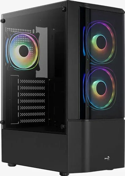 AeroCool Quantum V3 Tempered Glass RGB Black Edition 33.37l  Glasfenster LED-Steuerung