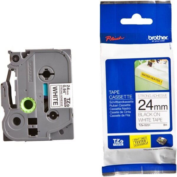 Schriftbandkassette Brother 24mm weiß/schwarz  TZES251