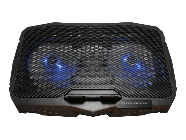 Conceptronic Ergo 2-Fan Cooling Pad 17" USB 2.0 Typ-A Laptop Kühlpad Notebookkühler schwarz