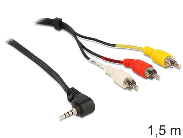 DELOCK Klinkekabel 3,5mm 90° -> 3x Cinch St/St 1.50m