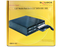 DELOCK Wechselrahmen 4x 2,5" SATA HDD in 5,25"...