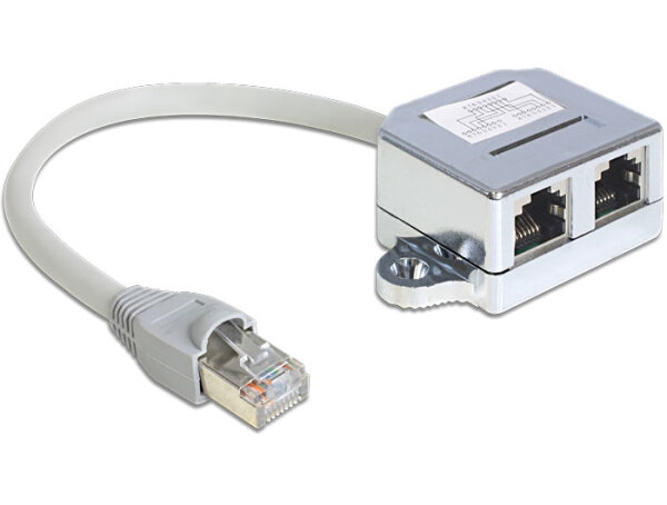 DELOCK Adapter RJ45->2x RJ45 St/Bu 0.15m 1xEthernet 1xISDN