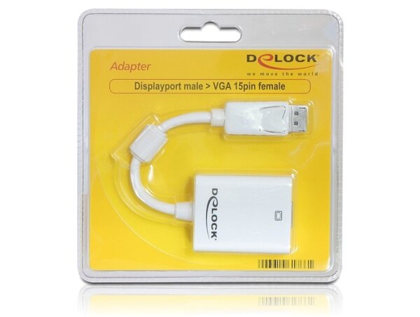 DeLOCK VGA 15pol. Buchse / Displayport 1.1a 20pin Stecker Adapterkabel 12.5cm weiß