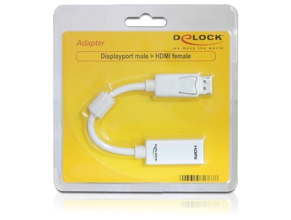 DELOCK Displayport Adapter DP -> HDMI St/Bu 0.22m Kabel weiß