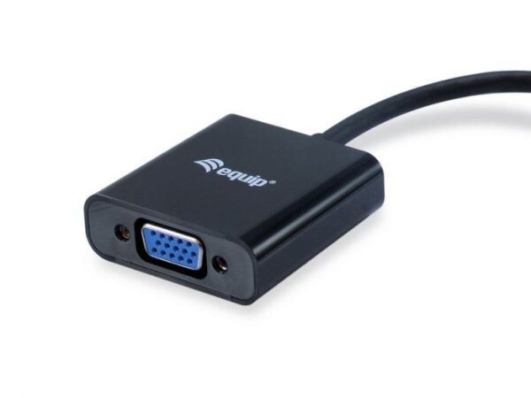 Equip HDMI Stecker auf VGA (HD15) Buchse Adapter mit Audio / USB-Stromversorgung 25cm Kabel schwarz
