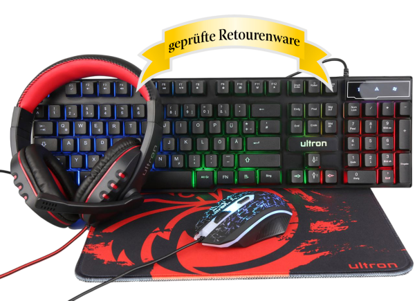 Ultron Hawk Gaming Kit 4in1 Set LED Keyboard Gaming Mouse XXL Mousepad Headset Sonderware