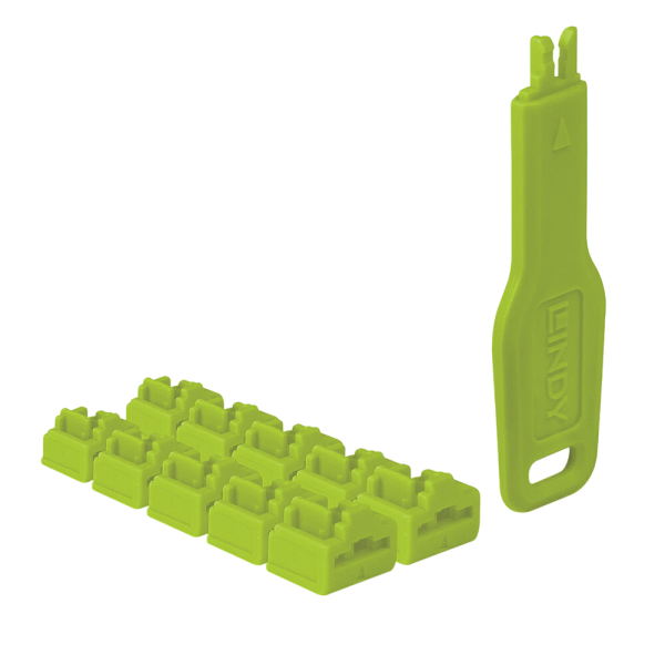 Lindy 47894 RJ45 Port Schloss 10 Stück mit Schlüsse grün