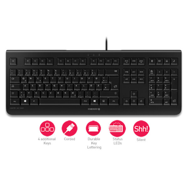 Cherry KC 1000 USB Tastatur CH Schweiz Layout schwarz