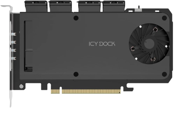 Icy Dock ExpressSlot Slide MB204MP-1B Bifurcation Add-In Card Adapter PCIe 4.0 x16 / 4x M.2 aktiv schwarz