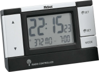 Mebus Funk-Wecker Digital Batteriebetrieb schwarz/silber