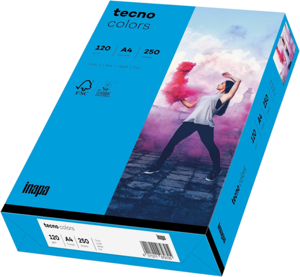 Inapa Tecno Colors Universalpapier A4 intensivblau 120g/m² 250 Blatt blau