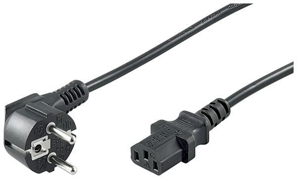 Goobay Kaltgeräte Netzkabel Schutzkontakt auf Kaltgerätestecker C13 gewinkelt 2m schwarz