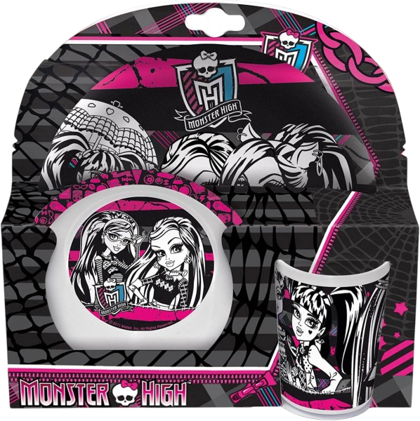Monster High Set 3-teilig  2 Teller und 1 Becher Melamin