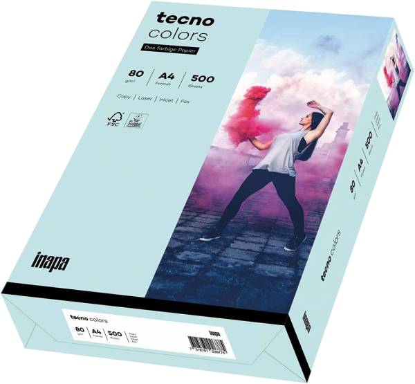 Inapa Tecno Colors Universalpapier A4 hellblau 80g/m² 250 Blatt blau