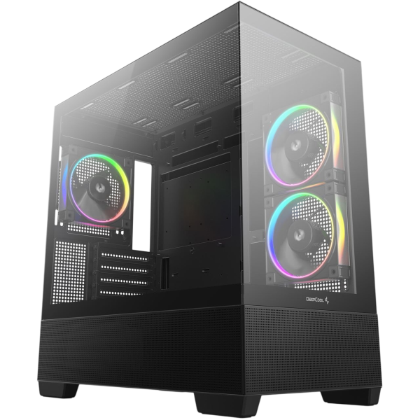 DeepCool CG380 3F Black Mini-Tower Glasfenster 46.32l Volumen 3x 120mm ARGB Lüfter
