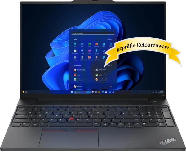40.6cm (16") Lenovo ThinkPad E16 G2 BlackAMD Ryzen 5 7535HS 16GB DDR5 RAM 512GB M.2 SSD Radeon 660M Grafik W11Pro Sonderware