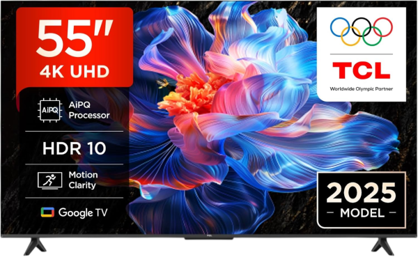 140cm (55") TCL 55V6C Direct LED TV 4K HDR Triple Tuner Smart Google TV