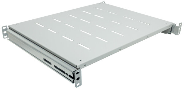 Intellinet 19" Ausziehbarer Fachboden, 1 HE, geeignet für Schränke mit 600 bis 800 mm Tiefe, Ablagefläche 350 mm Tiefe, grau