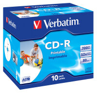 CD-R  Verbatim 700MB 10pcs Pack 52x JewelCase wide...