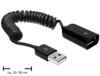 DELOCK USB Kabel A -> A St/Bu  0.20m-0.60m sw Spiral