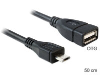 DELOCK USB Kabel A -> Micro-B OTG Bu/St 0.50m sw